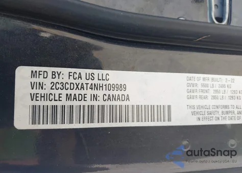 2022 Dodge Charger Police Rwd z USA, uszkodzony, nr VIN 2C3CDXAT4NH109989